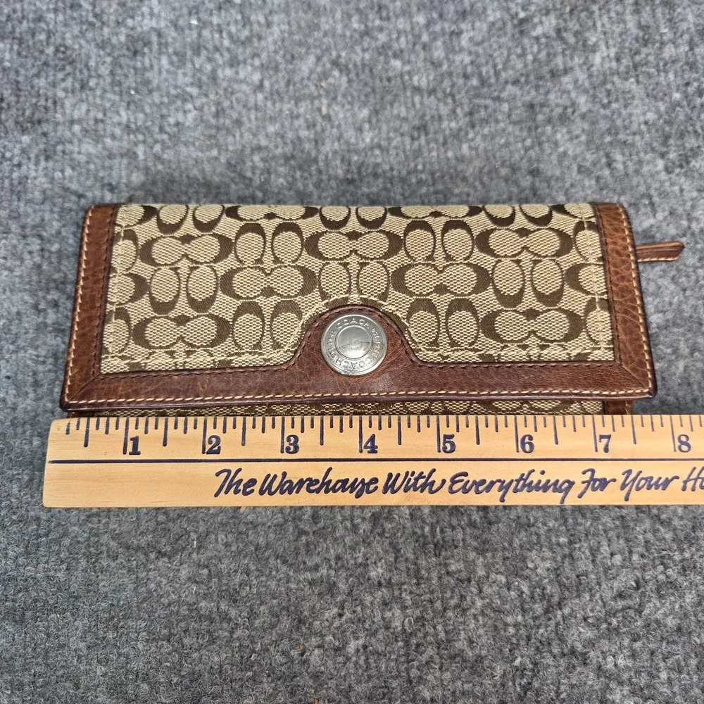 Coach Snap Closure Signature C Wallet Fabric with Leather Trim VTG y2k